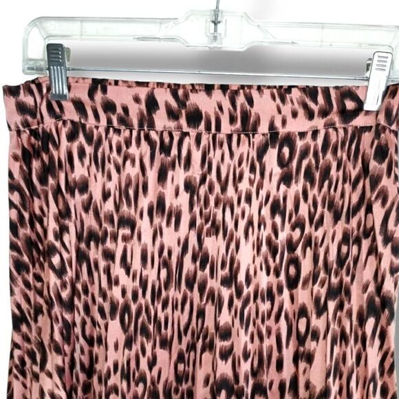 Peyton Jenson Women's Pleated Skirt Midi Animal Print Peach Brown Elastic Waist‎ - Picture 4 of 8
